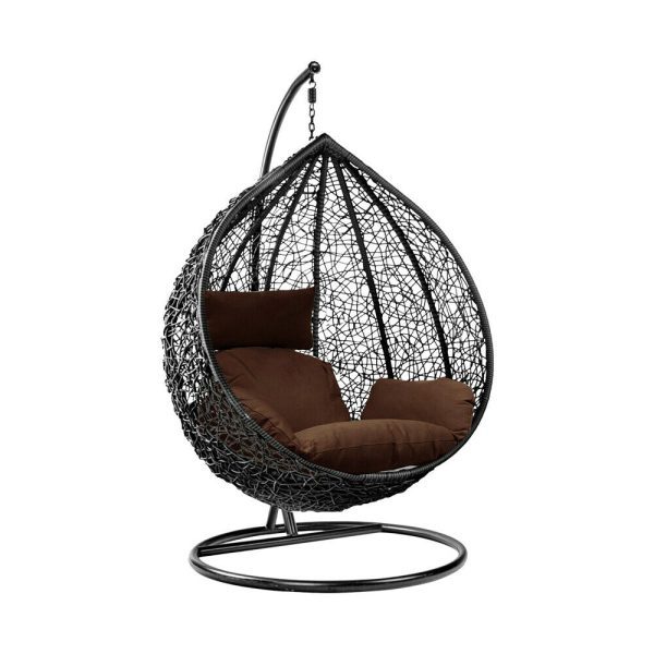 Black Egg Chair & Brown Cushion