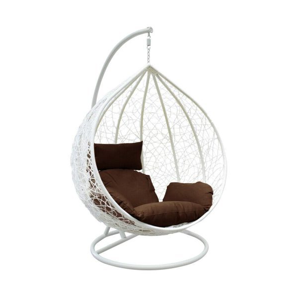 White Egg Chair & Brown Cushion