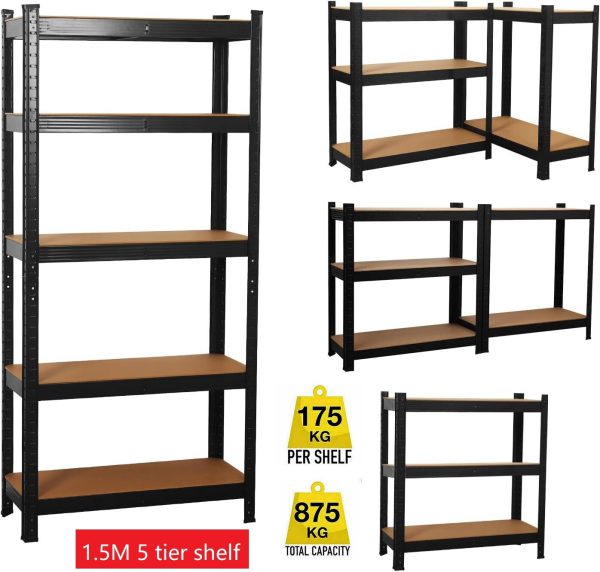 Units 5 Tier Heavy Duty Shed Storage Racking Shelf