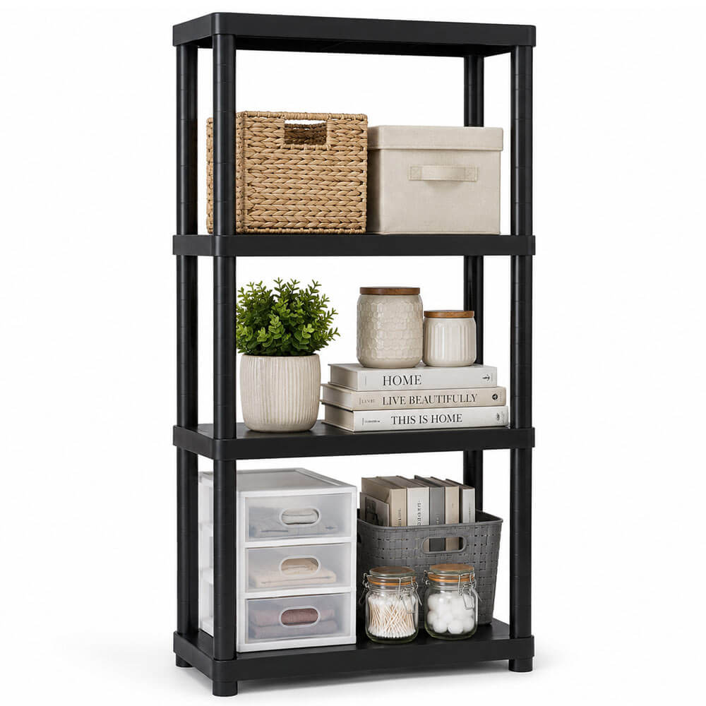 4 Tier Plastic Storage Shelving Unit